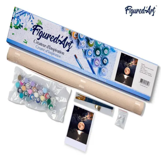 Figured'Art Paint by Numbers Kit for Adults Moon Reflection on the Lake 16"x20" - Craft Art Painting DIY Kit Rolled Canvas without frame {5}