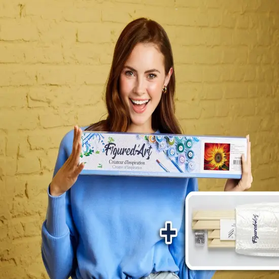 Figured'Art Paint by Numbers Kit for Adults Red Sunflower 16"x20" - Craft Art Painting Rolled Canvas with DIY wooden frame {2}