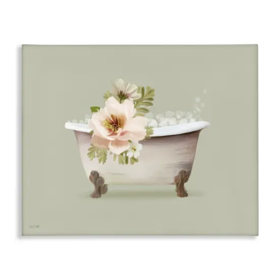 Stupell Industries Soft Blooms Bubble Bath Canvas Wall Art Design by House Fenway {1}