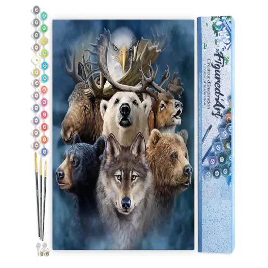 Figured'Art Paint by Numbers Kit for Adults Forest Animals 16"x20" - Craft Art Painting DIY Kit Rolled Canvas without frame {1}