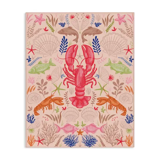 Stupell Industries Symmetrical Sea Life Canvas Wall Art Design by Lisa Perry Whitebutton {1}