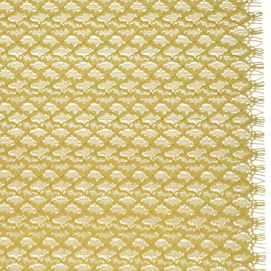 1 Yard Chartreuse Corded Lace Fabric Diamond Lattice Eyelash Edge Sheer Nylon Rayon 50 Inch Width {2}