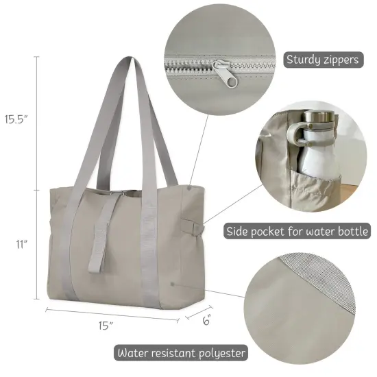 Wrapables Sporty Yoga Tote Bag, Gym, Work, Overnight and Travel Bag, Gray {2}