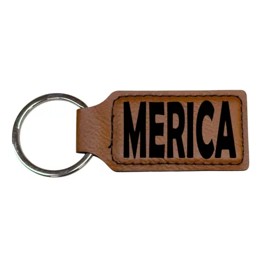 Keychain - Rectangle - Merica - Leather Pink/Black {4}