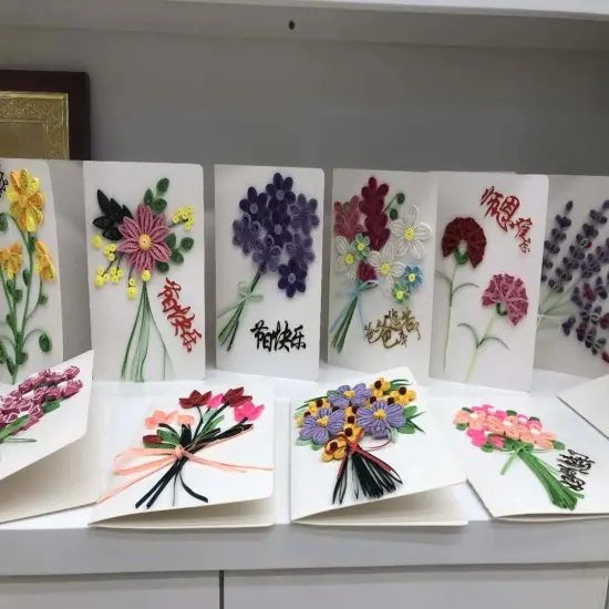 Greeting Card Making Kit. Tulips Flowers DIY Quilling Kit F07M3-5-FL10 {6}