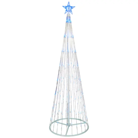 Northlight Lighted Show Cone Christmas Tree Outdoor Decoration - 6' - Blue LED White {3}
