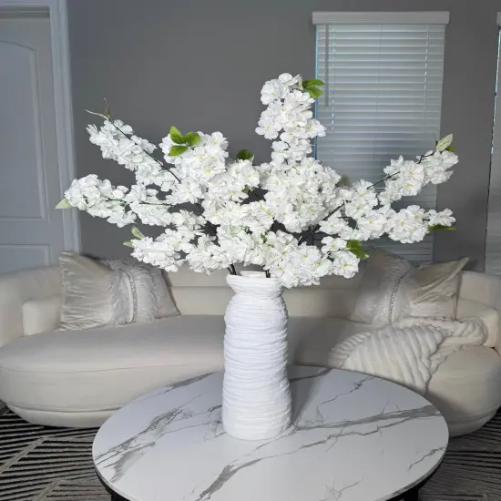 Sienna White Cream Silk Cherry Blossom Flower Set of 3 Branches Pack 40'' Inches {4}