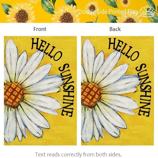 Summer Garden Flag Daisy Double Sided 12x18 Inches Small Burlap Seasonal Welcome Yard Porch Decoration for Outside (Yellow) {5}