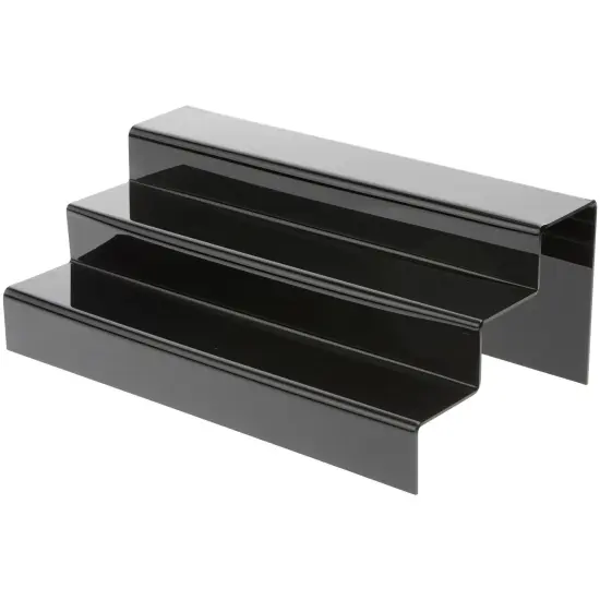 Plymor Black Acrylic 3-Step Solid Back Display Stairs, 6" H x 16" W x 9.5" D {2}