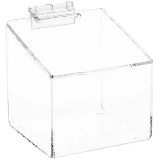 Plymor Clear Acrylic Display Case Box With Angled Top & Hinged Lid, 4" x 4" x 4" {2}