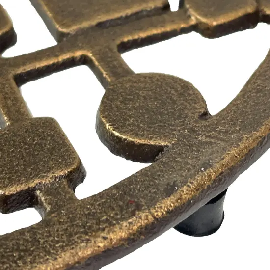 Cast Iron Circles & Squares Trivet – Bronze, 8" Mid Century Modern Accent {4}