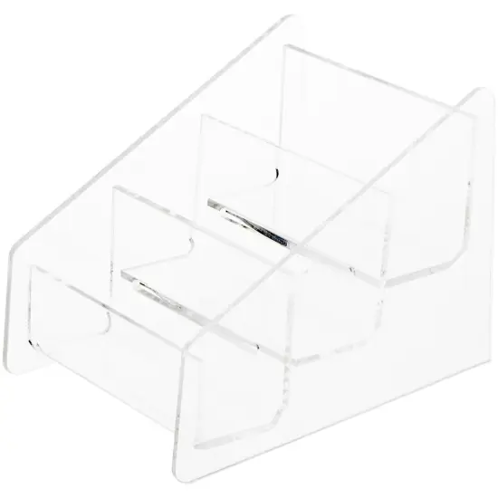 Plymor Clear Acrylic 3-Pocket Business Card Holder & Display (Horizontal), 4" H x 4" W x 5.25" D {1}