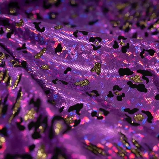 Jag City Shattered Glass Foiled Spandex Fabric Purple {1}