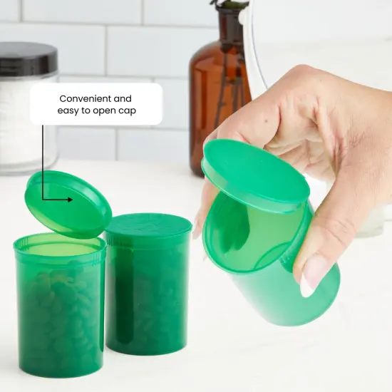 20 Pack Empty Pill Bottles with Pop Top Caps, 30 Dram Medicine Containers, Prescription Vials with Lids (Green) {3}