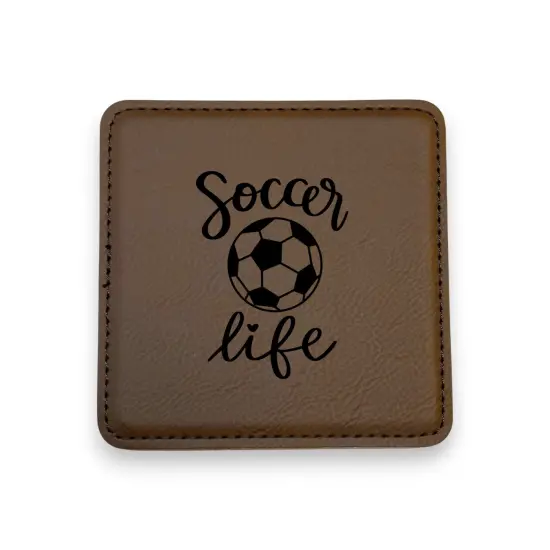 Coaster - Soccer Life - SET OF 2 - Leather or Stitched Cork Stitched Cork/Black {2}