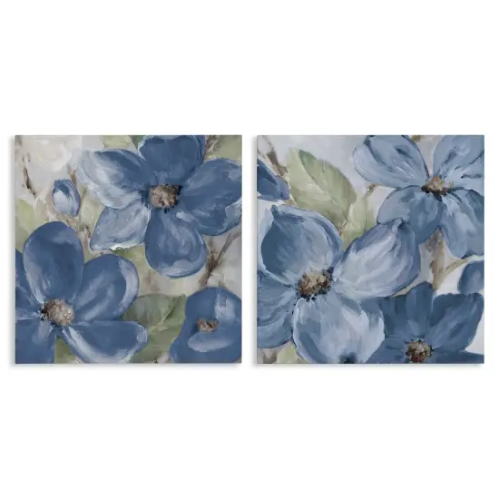 Stupell Industries Blue Blooming Petals 2 pc Canvas Wall Art Set Design by Lanie Loreth {1}