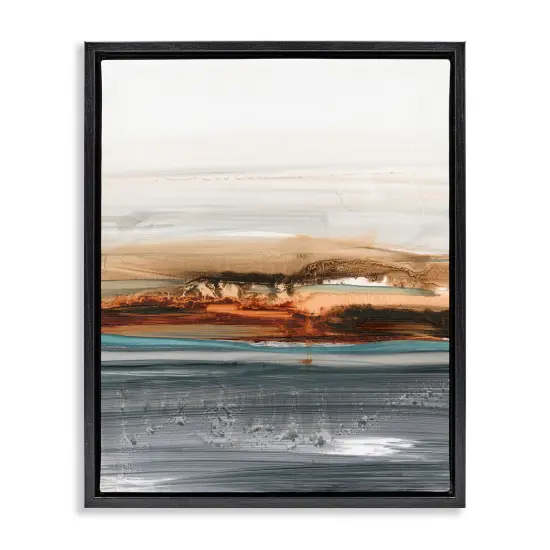 Stupell Industries Abstract Paint Streaked Sea Framed Floater Canvas Wall Art Design by Victoria Barnes {1}