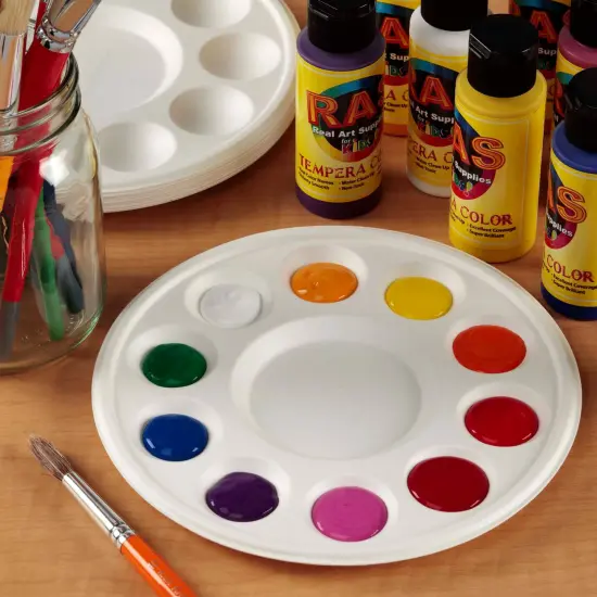 Creative Mark Disposable Paint Palette, 7-3/8" Diameter, 10 Pack - Eco-Conscious, Biodegradable Paint Holder Tray for Artists, Compostable Paint Tray Palette with 10 Wells Each, Easy Cleanup {6}