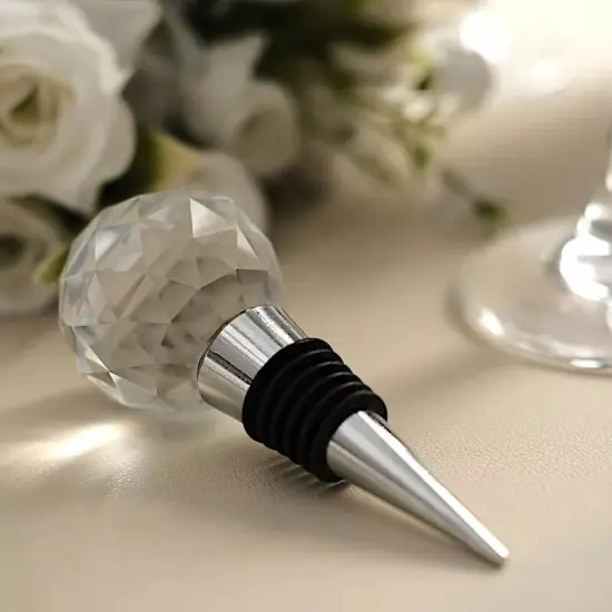 Crystal Glass Ball Silver Metal Wine BOTTLE STOPPER Clear Gift Box Party Events {3}