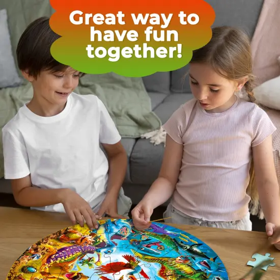48 Pcs Round Giant Puzzles for Kids Ages 4-6 | Dino {6}