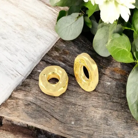 18k Gold Plated Hammered Heishi Spacer Beads - Choose Your Size {3}