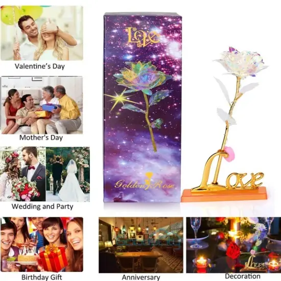 Mom Rose Gifts for Mothers Day, 24K Gold Plated Rose LED Light for Mom Wife Her {2}