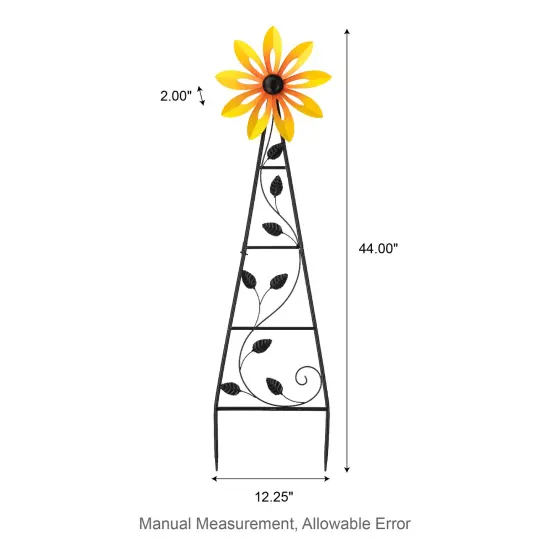 Set of 2 44"H Metal Yellow & Blue Flower Wind Spinner Yardstakes {5}