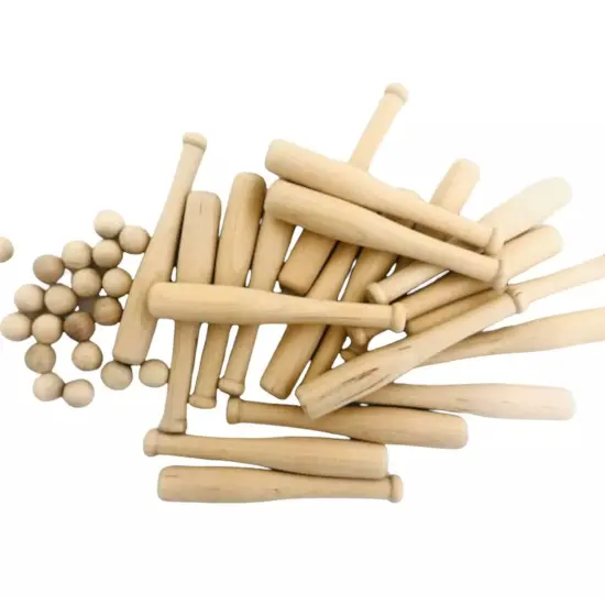 Kitcheniva Miniature Baseball Bats 4" x 9/16" 10 Pcs Small Wood Balls 1/2" Crafts {2}