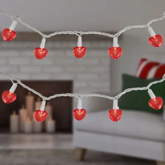 Northlight 20-Count Red LED Mini Hearts Valentine's Day Lights - 4.75ft, White Wire {3}