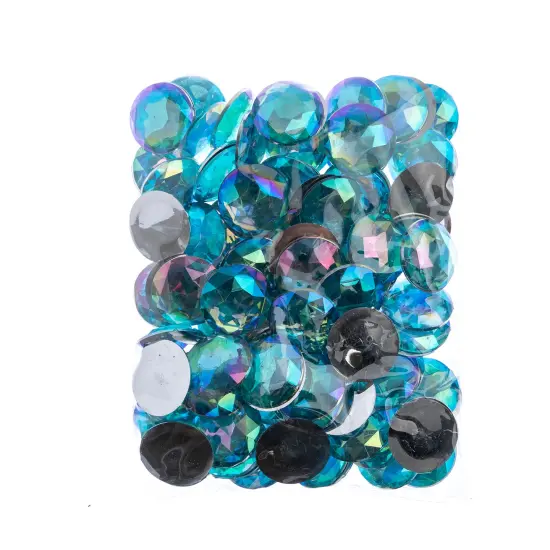 John Bead 25mm Round Acrylic Flat Back Rhinestones, 100pcs Aqua AB {4}