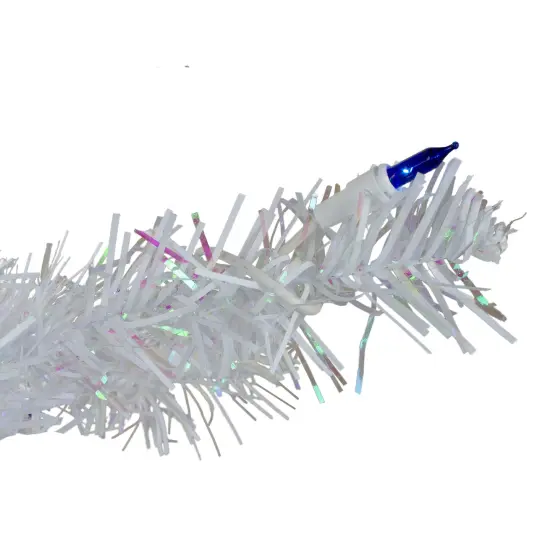 Northlight Pre-Lit Medium White Iridescent Pine Artificial Christmas Tree - 3' - Blue Lights {6}