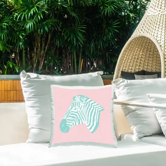 Minimal Soft Zebra Design by Martina Pavlova Outdoor Printed Pillow  {2}