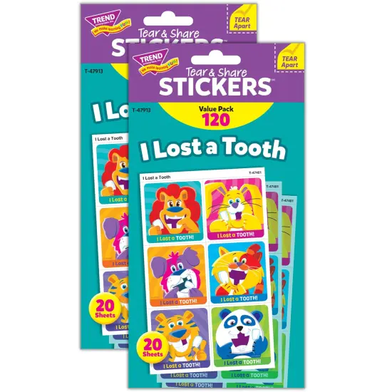 I Lost A Tooth Tear & Share Stickers&reg; Value Pack, 120 Per Pack, 2 Packs {1}