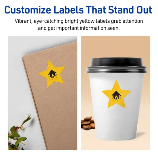 Avery Bright Yellow Paper Labels, 2-1/4" x 2-3/8" Star {3}