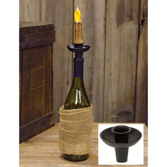 Black Wine Bottle Taper Holder (Candles not included) {1}