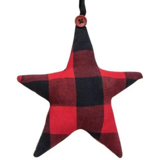 Red Buffalo Check Fabric Star Ornament {1}
