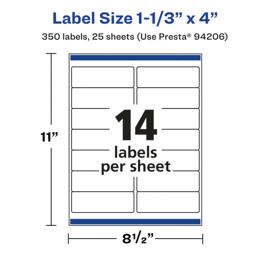 Avery Durable Waterproof Rectangle Labels with Sure Feed, 1-1/3" x 4" {5}