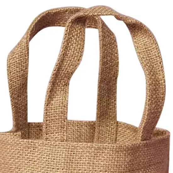 Natural Jute Handle Bag 4" x 4" x 4" Compact {5}