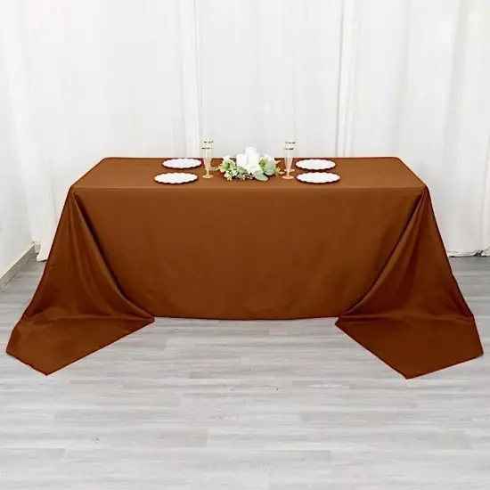 90x156-Inch Cinnamon Brown RECTANGULAR Polyester Tablecloths Reception Catering {2}