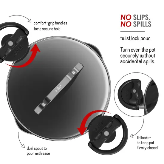 Eatex Pasta Pot with Strainer Lid Black {3}