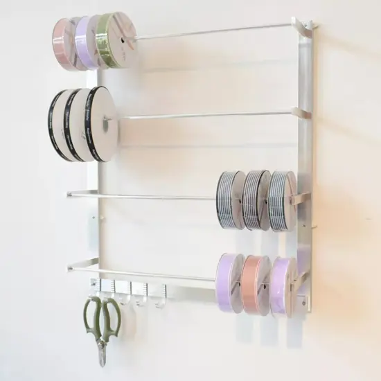 Ribbon Holder Ribbon Storage Dispenser Rack Wall Mounted Ribbon Organizer 4 Rods {2}