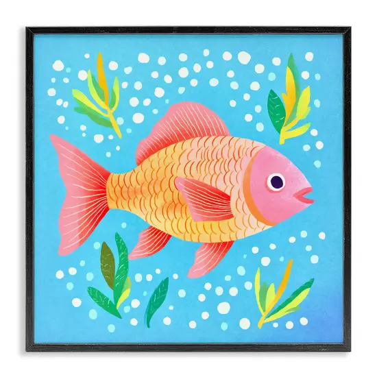 Stupell Industries Happy Fish Underwater Framed Giclee Wall Art Design by Andrea Haase {1}