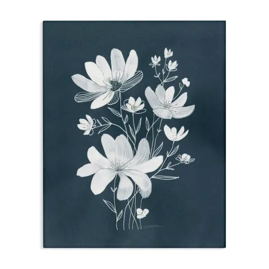 Stupell Industries White Floral with Outline Canvas Wall Art Design by Leeza Hernandez {6}