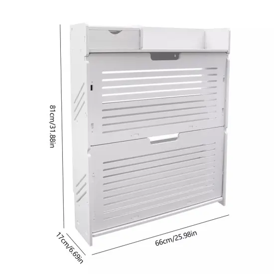 2-Layer Flip Drawer Shoe Storage Cabinet Organizer PVC Narrow Shoe Rack Stand {2}