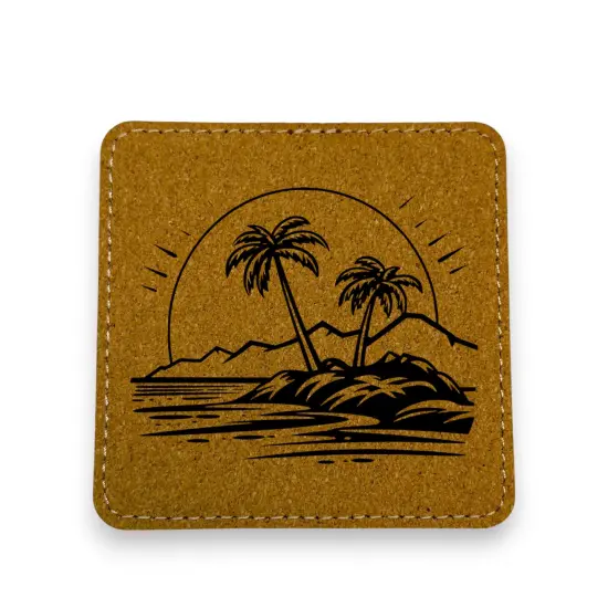 Coaster - Hawaii Beach - SET OF 2 - Leather or Stitched Cork Dark Brown/Black {4}