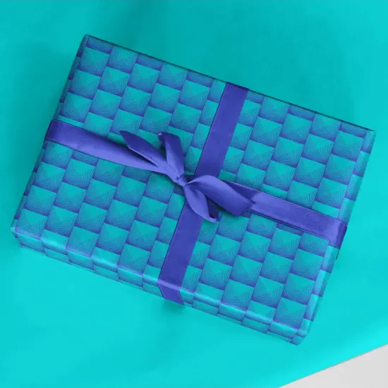Fine Line Teal Tiles Gift Wrap {2}