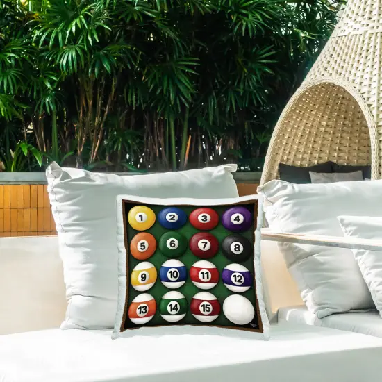 Billiard Balls Arrangement Design by Molly B. Outdoor Printed Pillow  {2}
