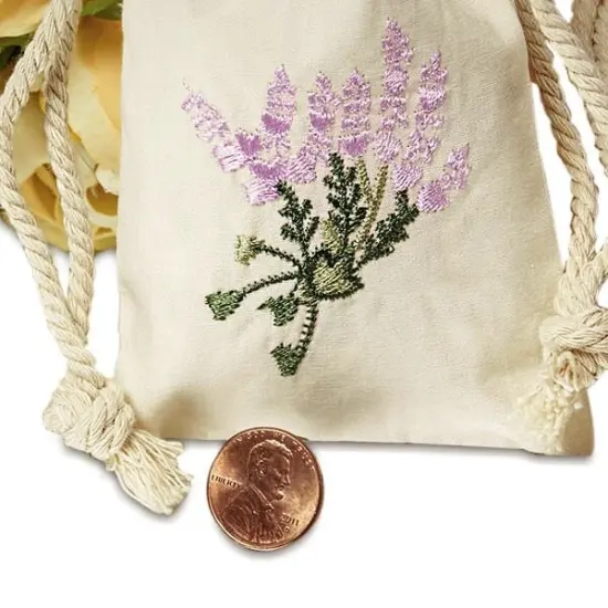 Spacious Botanical Embroidered Cotton Muslin Pouch 4" x 6" {3}