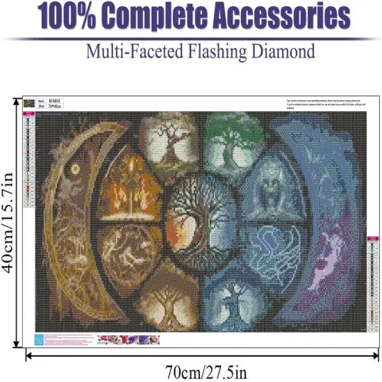 DIY 5D Diamond Painting Kits for Adults Diamond Art Large Size Tree of Life Abstract Tree Landscape Full Drill Crystal Rhinestone Embroidery Craft Kits for Home Wall Decor, 27.5X15.7 Inch {2}