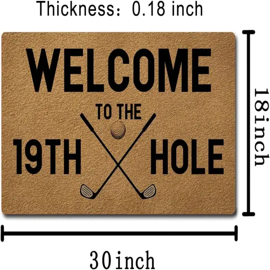 Funny Welcome Mat with Rubber Back 18"(W) x 30"(L)Welcome To The 19TH Hole Golf Theme Doormat for Entrance Way Decorative Mats for Front Porch Entry Door Mat {3}